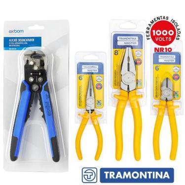 Imagem de Kit Jogo De Alicates Eletricista Manutenção Predial - 4 Pçs - Combo El