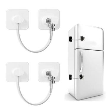 Imagem de 2 Trava Segurança Cadeado Geladeira Gaveta Sem Fura Branco - Things Ne