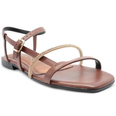 Imagem de Rasteira Ramarim Tira Strass Feminina - Vinho - 34