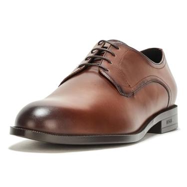 Imagem de BOSS Sapato social masculino Oxford Derby de couro macio Tayil, Cesta de galho marrom, 39