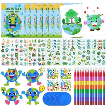Imagem de Cinrobiye 60 Peças De Lembrancinhas Para Festa Do Dia Da Terra, Livros Colorir Salvar O Planeta Com Giz Cera Empilhável, Kit Faça Você Mesmo Artesanato, Adesivos Viagem, Decorações Ambientais Sala A