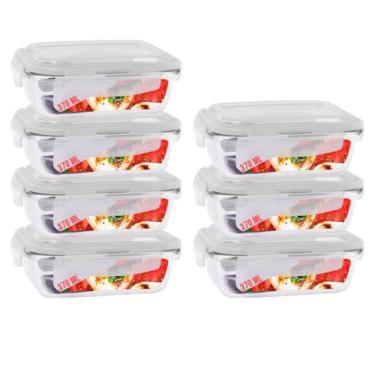 Imagem de Jogo c/ 7 Potes de Vidro Hermetico p/ Freezer Forno Airfryer - PRATICA
