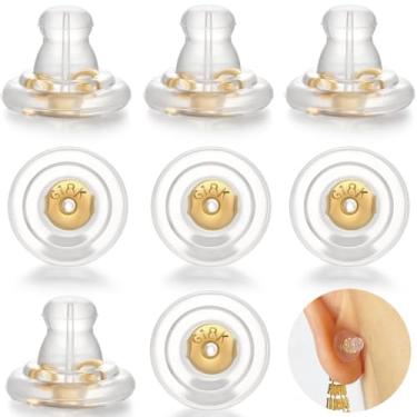 Imagem de DELECOE Travas De Silicone Para Brincos, Orelhas Caídas, Argolas, Fios, Hipoalergênico, Seguro, Brinco Pesado, Anti-Irritante, Macio, Transparente, Feminino, Masculino (Dourado)