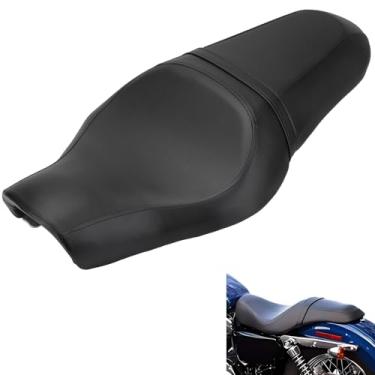 Imagem de DgNeLai Almofada Para Assento De Passageiro Dianteiro E Traseiro Motocicleta, 2 Unidades, Couro Preto, Substituição Harley Davidson Sportster Iron 883 1200 48 72 Xl Xr Custom 2004-Up