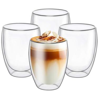 Imagem de Conjunto de 4 copos de café expresso de parede dupla, copo expresso transparente de 200 ml, canecas de café expresso com isolamento de parede dupla, Tazas de Cafe Expreso, seguro para micro-ondas e