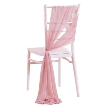 Imagem de 20 peças faixas de cadeira de chiffon decoração de cadeira de casamento 17x250 cm para corredor de casamento festa banquete evento chá de bebê, rosa empoeirado, 20 peças