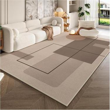 Imagem de Tapete de veludo cristalino simples estilo creme para sala de estar, mesa de centro, decoração de quarto, tapete para estudo e vestiário (120 x 200 cm, 47 x 79 polegadas/SJR-9)