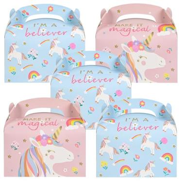 Imagem de DjinnGlory Pacote com 36 caixas de lembrancinhas de festa de unicórnio, pequenas caixas de presente de papel para chá de bebê, aniversário, decoração de artigos de festa de Natal, caixas de empena