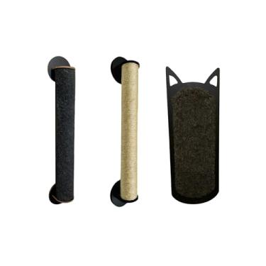 Imagem de Kit Arranhador Parede para Gatos Carpete Sisal Poste Torre Brinquedo de Gato Filhotes Sem furar Parede (PRETO)