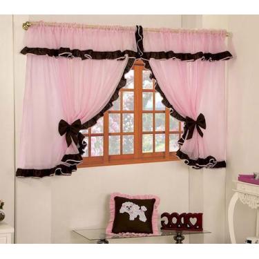 Imagem de Cortina Bebê, Infantil e Juvenil Meg 2,20x1,70m para Varão Duplo 2,00m