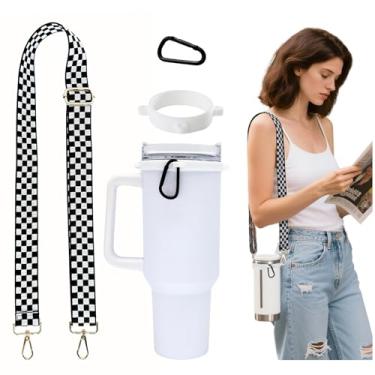 Imagem de Suporte ajustável com mãos livres para copos Stanley com alça universal de silicone para garrafa Hydro Flasks de 1,134 g e garrafas de 850 g, fivela segura para lava-louças para caminhadas (anel