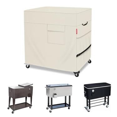 Imagem de Porch Shield Capa Térmica Impermeável Com Rodinhas Para Carrinho De 80-100 Qts, Adequada A Maioria Dos Freezers Pátio Festas (Bege Claro, 36" X 20" 32")