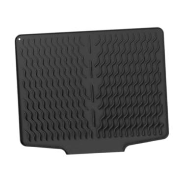 Imagem de Ｂｅｓｇａ Tapete de silicone para secagem de louças, resistente ao calor, fácil de limpar, tapete para escorredor de louças, para geladeira embaixo da pia, Preto