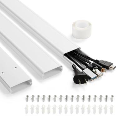 Imagem de Escondedor de cabo de TV de 119.4 cm, ocultador de cabos YCLYC para montagem na parede, ocultador de cabos grande, capas de fio pintáveis para cabos, organizador de cabos de gerenciamento de cabos,