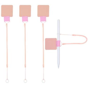 Imagem de Mini Skater Cordão elástico de plástico com anel de silicone e suporte para caneta para amarrar a caneta Stylus a um tablet de desenho, conjunto com 4 (rosa)