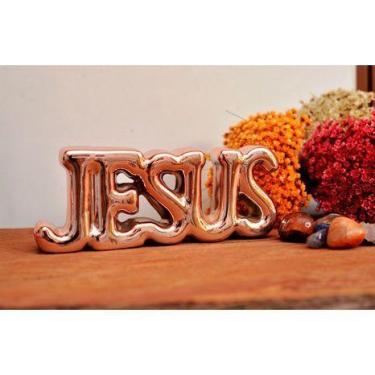 Imagem de Letreiro decorativo Jesus Rosa Gold letra de forma - Paz Interior Stor