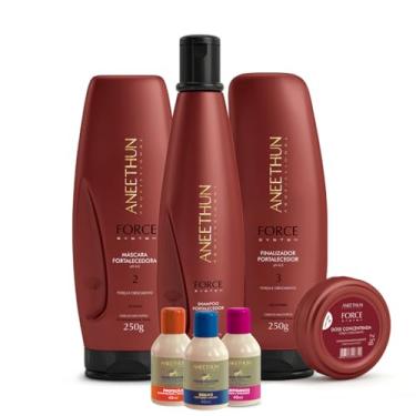 Imagem de Kit Aneethun Shampoo, Mascara, Finalizador e Dose Force System Fortalecedor Antiqueda Com Miniaturas
