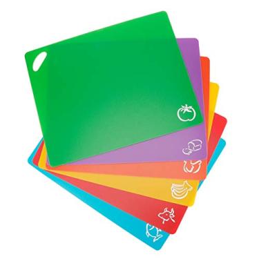 Imagem de ZJchao Placa de Corte, 6pcs Cor de Corte Colorido Cortando Não Deslizamento Com ícones de Alimentos Tábuas de para Tábua Plástica de Plástico de Cozinha para Ferramentas de Carne Vegetal