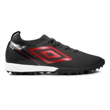 Imagem de Chuteira Society Umbro Adamant Top Speed Club Masculina (Preto/Vermelho, BR, Adulto, Numérico, 42)