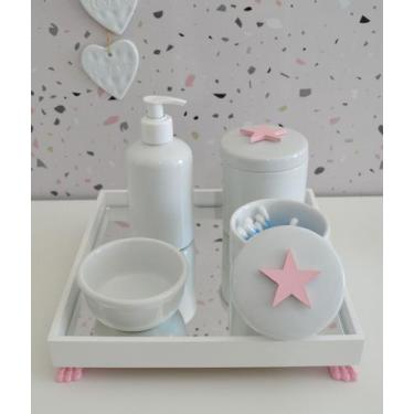 Imagem de Kit Higiene Bebê Porcelana Moderno Quarto Menina Cuidados Maternidade 