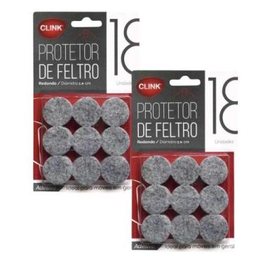 Imagem de Kit 36 Protetor de Cadeira Feltro Redondo Adesivo Móveis Clink 36 Pçs