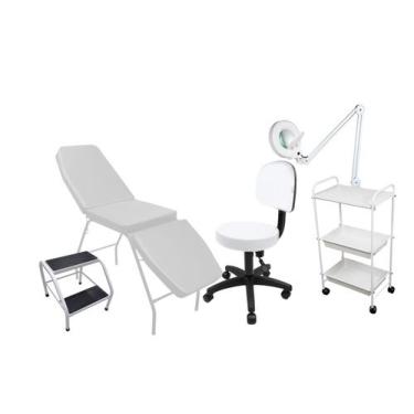 Imagem de Kit Estética - Maca 3 Posições Mocho Carrinho Lupa E Escadinha - INDUS