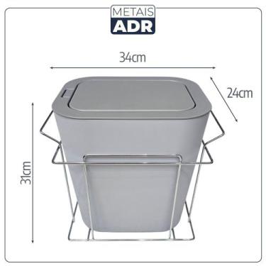Imagem de Lixeira Aramada Desliz. 12 Litros cinza Fix Lateral Click - Metais ADR