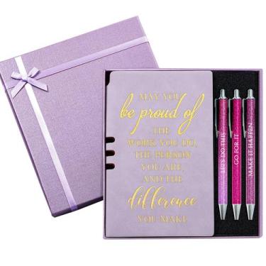 Imagem de Conjunto de presentes Resurhang Leather Journal Notebook com 3 canetas