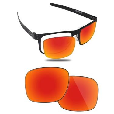 Imagem de Fiskr Lentes polarizadas de substituição compatíveis com óculos de sol Oakley Holbrook Metal OO4123 55 mm, resistente a impactos e ajuste perfeito - Vermelho fogo