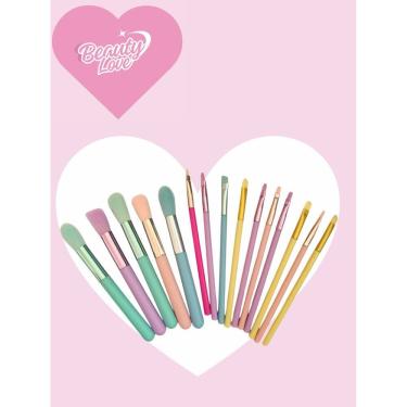 Imagem de 15 Pincéis de maquiagem jogo de pincel limpeza facial maquiagem faixa esponja para maquiar mulher dia das mães presente