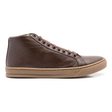 Imagem de Tenis Masculino Couro Cano Medio Bota Sapatenis Confortável. - Quebec,