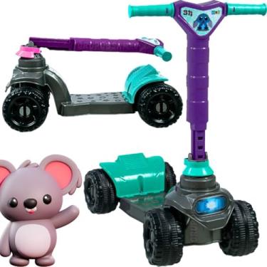 Imagem de Triciclo Carrinho de passeio Andador para Bebê Diversos Modelos Confortáveis Seguro com acessórios removiveis Cestinha Buzina presente criança 1 ano menino menina 12 meses (Patinete 4 rodas Roxo)