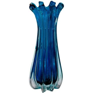 Imagem de VASO DECOR MURANO 15X39,5 CM AZUL SAFIRA