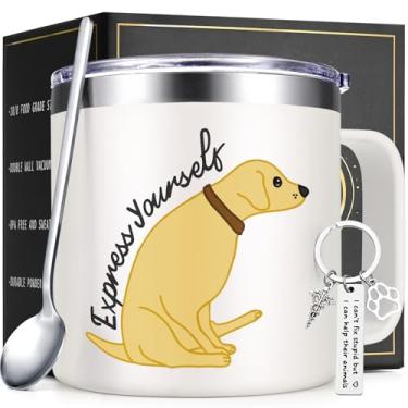 Imagem de Lifecapido Vet Tech Gifts, Veterinarian Gifts, Vet Tech Week Gifts, Express Yourself Dog Caneca de café isolada de 400 ml, presentes de aniversário, presentes de Natal para mulheres veterinárias