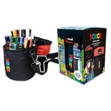 Imagem de Kit POSCA Bag com 15 Canetas - Modelos PC-3M, PC-5M e PC-7M - Tinta à base de Água - Para Papel, Madeira, Tecido, Vidro, Metal e Mais