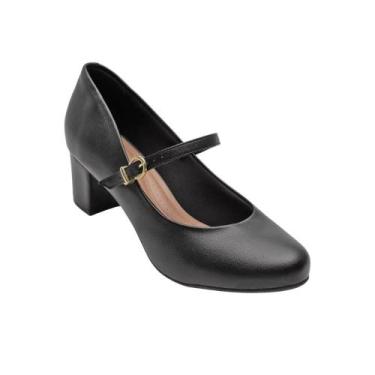 Imagem de Sapato Scarpin Boneca Beira Rio Feminino Salto Bloco Preto, 37, Preto