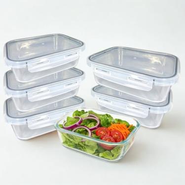 Imagem de Potes de Vidro Hermético com Tampa vedação em Silicone Preto 4 Travas 1040ml - 5 Unidades, Resistente a Calor, Livre de BPA para Marmita, Armazenamento, Freezer, Micro-ondas Lava-louças