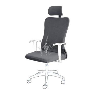 Imagem de Conjunto de capas de cadeira ergonômicas com capa de apoio de cabeça elástica elástica e repelente de água para poltrona de escritório (cinza)