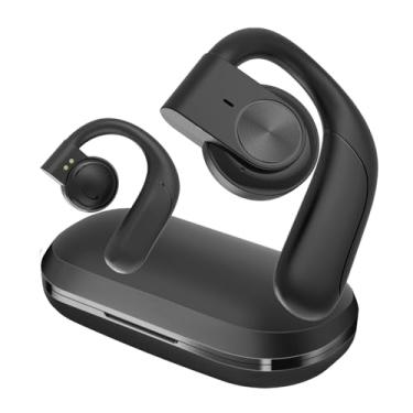 Imagem de ZHONGDE Fones de ouvido esportivos sem fio com ganchos de ouvido | Vida útil da bateria de 100 horas | Ao redor da orelha com microfone LR06 Preto