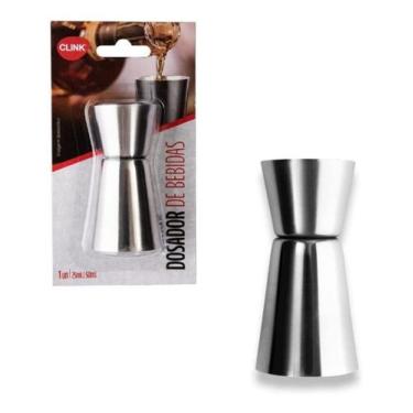 Imagem de Dosador Duplo Inox 25ml/50ml Copo Medidor Dose Bebida Drink - Clink, D