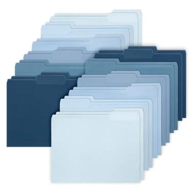 Imagem de Whaline Pacote com 24 pastas de arquivo azuis empoeiradas tamanho carta 6 cores azul gradiente bolsos de arquivo com aba de corte de 1/3 para material de sala de aula de escritório em casa, 22 x 29 cm