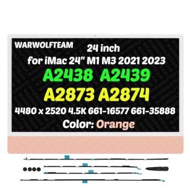 Imagem de WARWOLFTEAM Compatível com iMac A2438 A2439 A2873 A2874 M1 M3 2021 2023 All in One Retina EMC 3663 3664 8206 8207 24 polegadas 4.5K Montagem de tela LCD LG204A-215 (661-1 6577 661-35888 Laranja)