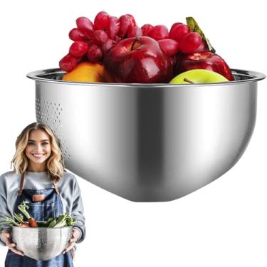 Imagem de Tigela de lavagem de frutas com coador - Máquina de lavar arroz de aço inoxidável, utensílios de cozinha e gadgets para drenar vegetais, enxaguar, preparar refeições, lavar, cozinhar, acampar