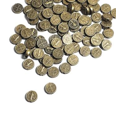 Imagem de Lulucross 100 peças de contas de cruz de Jesus de prata de 6 mm, acessórios de contas religiosas católicas gravadas para rosário, pulseira e colar, contas de cruz pequenas de liga de zinco