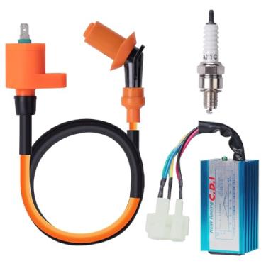 Imagem de CNCMOTOK Bobina de ignição de corrida de alto desempenho + vela de ignição A7TC + CDI GY6 50cc 125cc 150cc para motores de 4 tempos Scooter ATV Go Kart Moped Quad Pit Dirt Bike Cart