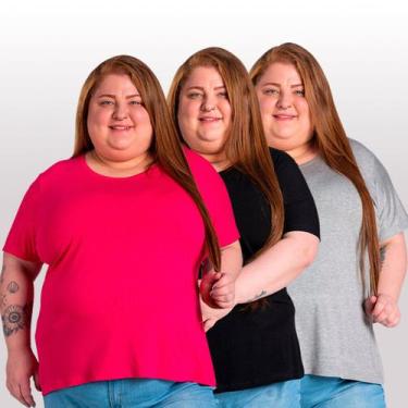Imagem de Kit 3 Blusas Comfort Básica em Malha de Viscose com Elastano G5 a G8 -