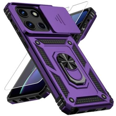 Imagem de Weycolor Capa para Moto G Stylus 2025 com capa para lente de câmera, protetor de tela HD, proteção contra quedas de grau militar de 3 m, suporte de anel magnético, capa protetora para celular, roxo