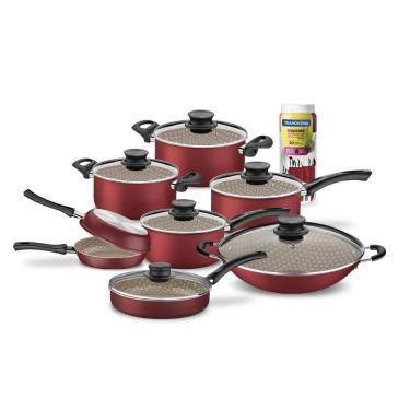 Imagem de Jogo Tramontina Panelas 7 Peças E Faqueiro 30 Peças Vermelho