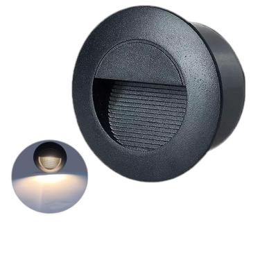 Imagem de Kit 10 Balizador Embutido De Parede Preto Redondo Led Lup74