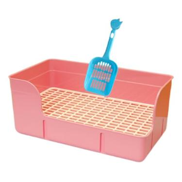 Imagem de ShengQuanHao Caixa de Areia para Coelhos de Estimação, Bandeja para Mictório de Coelhos, Hamster, Rato, Chinchilas, Grade, Caixa de Areia para Gatos, Gaiol, Rosa